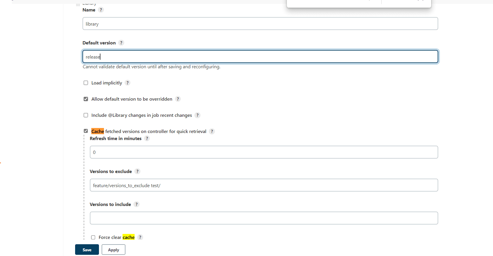 Versions to Exclude